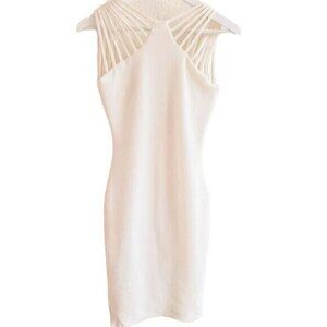 Dress the Population Cora White Cage Neckline Sheath Dress, Size S
